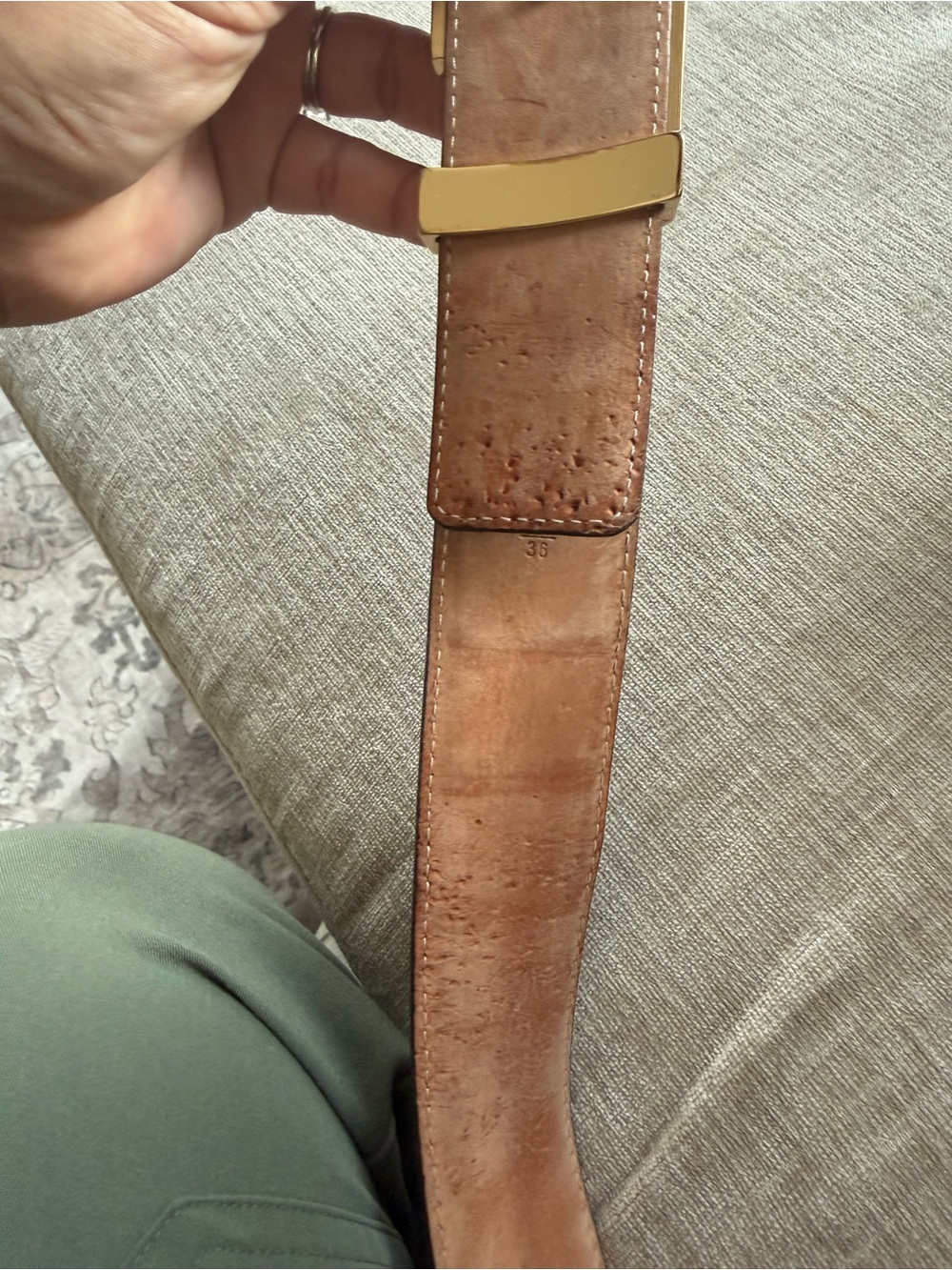 Louis Vuitton Brown Monogram Leather Belt with Gold Buckle - Picture 5 of 6